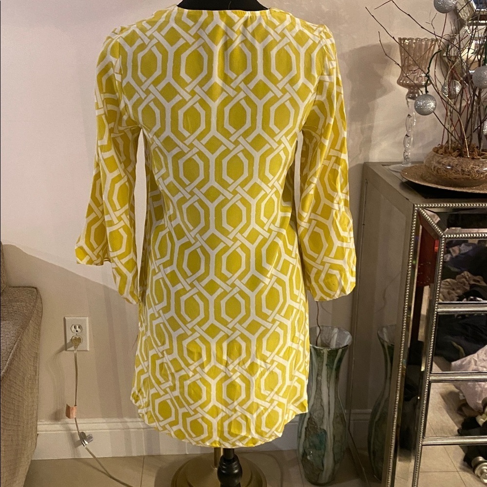 Alice & Trixie Yellow and White Patterned silk dress size s new - Picture 4 of 4
